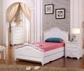 SINGLE HARMONY (LS-015) BED WITH MATCHING SINGLE UNDER BED TRUNDLE (MODEL 13-5-12-15-4-25) - IVORY WHITE