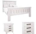 DENALI QUEEN 3 PIECE BEDSIDE BEDROOM SUITE (VAL-013) (MODEL 1-12-1-19-11-1) - BRUSHED  WHITE