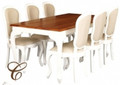 QUEEN ANN 7  PIECE DINING SETTING   (DT 180 90 QA + 6 CHAIRS) - 1800(L) x 900(W) - ALL WHITE, TWO TONED OR MAHOGANY