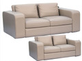 JOH 3S + 2S 100% COW LEATHER LOUNGE SUITE - ASSORTED COLOURS