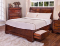 KING WATERFORD TIMBER BED WITH UNDERBED STORAGE - BURNISHED CHERRY