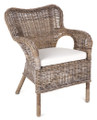 DOUGLAS RATTAN (DET803) ARM CHAIR WITH PADDED SEAT CUSHION  - KUBU GREY