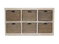 RATTAN 6 DRAWER HORIZONTAL CABINET - 600(H) x 1250(W) - BEIGE WASH