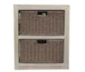 RATTAN   2  DRAWER  CABINET  600(H)   x  450(W)   -  BEIGE WASH