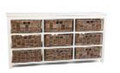 KUBU STORAGE WITH 9 (3+3+3) BASKET DRAWERS - 910(H) x 1570(W) - DAISY WHITE CARCASS / GREY BASKETS