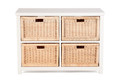 BALINESE SQUARE CANE STORAGE DRAWERS (DET700 WH) - WHITE / NATURAL