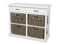 RATTAN 4 STORAGE BASKETS WITH 2 WOODEN DRAWERS (DRT780) - 930(W) X 395(D)- WHITE / KUBU GREY