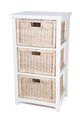 BESSY RATTAN STORAGE WITH 3 DRAWERS (RDB783) - WHITE FRAME / NATURAL BASKET