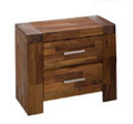 PHILLIPE 2 DRAWER HARDWOOD ACACIA BEDSIDE TABLE - JAVA RUSTIC