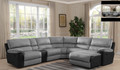 STIRLING   5 SEATER CORNER WITH RECLINING CHAISE  -  LIGHT GREY / DARK CHOCOLATE