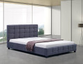 DOUBLE DELUXE LINEN FABRIC TUFTED BED - GREY