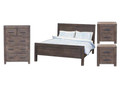 EDISON QUEEN 4 PIECE  TALLBOY BEDROOM SUITE- BRUSHED BROWN