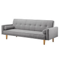 LENNY 3 SEATER  LINEN FABRIC SOFA BED - GREY 