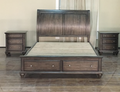  RUDEN   QUEEN   3 PIECE  BEDSIDE   BEDROOM SUIT    (8221) BED WITH 2 FOOTEND DRAWERS  (MODEL - 7-5-15-18-7-9-1) - BURNISHED CHERRY