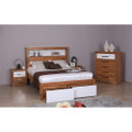 DESTINY  QUEEN  HARDWOOD TIMBER 4 PIECE  TALLBOY  BEDROOM SUITE (8-1-12-5) - NATURAL / WHITE