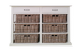 BENCER (DRT786V) STORAGE CHEST WITH 6 BASKETS & 2 WOODEN DRAWERS - KUBU GREY / WHITE