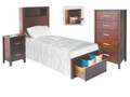 MATILDA SINGLE OR KING SINGLE 3PIECE  BEDROOM SUITE (20-25-5-14-5-25) - WALNUT