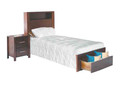 SINGLE MATILDA  BED WITH FOOTEND STORAGE DRAWER  (20-25-5-14-5-25 - WALNUT