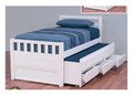  SINGLE JAHED CAPTAINS BED ( 11-18-21-26) WITH 3 STORAGE DRAWERS AND SINGLE TRUNDLE - ARCTIC WHITE