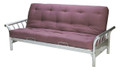 SURF FUTON SOFA BED SET (2 X 2 SEATER SOFA BEDS) INCLUDING DOUBLE CRUMB FOAM MATTRESS - SILVER FRAME