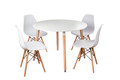 GWYN 5 PIECE POLYCARBONATE / TIMBER ROUND DINING SETTING - WHITE / OAK