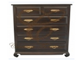 SEOUL 6 DRAWER TALLBOY  WITH  RING/ CHUNKY HANDLE OPIUM LEG (TB 006 OL  RH / (RJ) -1470(H) X 1100(W)- CHOCOLATE