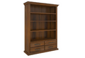 JAMAICA BOOKCASE WITH 4 DRAWERS AND SHELVES - 1950(H) x 1030(W) - BLACKWOOD