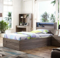 SINGLE EMERTON (MODEL 4-5-12-20-1) - BED WITH SIDE OPEN (REVERSIBLE) GAS LIFT (MODEL:LS-081S) - MOCHA OAK