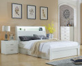 CHICAGO KING 3 PIECE BEDSIDE BEDROOM SUITE WITH STORAGE  DRAWERS BED  (LS-120 K) - HIGH GLOSS WHITE