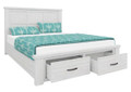 QUEEN MILDRED SOLID TIMBER BED FRAME WITH 2 FOOT END DRAWERS (6-12-15-9-14-1) - WHITE WASH