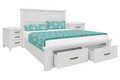 MILDRED DOUBLE OR QUEEN  3 PIECE BEDSIDE BEDROOM SUITE   (6-12-15-9-14-1)  - WHITE WASH