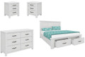 MILDRED DOUBLE OR QUEEN 4 PIECE (DRESSER / LOWBOY )BEDROOM SUITE (6-12-15-9-14-1) - WHITE WASH