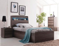 KING KESWICK FRONT GAS LIFT BED WITH LIGHT & STORAGE BEDHEAD - CHARCOAL OAK