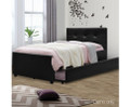 KING SINGLE FLEET LEATHERETTE BED WITH SINGLE TRUNDLE BED - BLACK