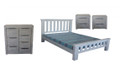 MONTEGO BAY   DOUBLE  OR QUEEN 4  PIECE TALLBOY  BEDROOM SUITE   - WHITEWASH