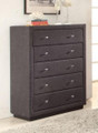 MARRIOTT FABRIC TALLBOY WITH 5 DRAWERS (13-15-14-18-15-5) - CHARCOAL