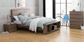 CUBIST QUEEN 4 PIECE TALLBOY  BEDROOM SUITE - (MODEL:LS-118) - MOCHA  OAK