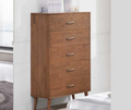 AMINA  FIVE DRAWER TALLBOY - (14-15-15-19-1)  - 1150(H) X 850(W) - WALNUT