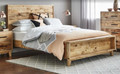 KING SINGLE ANTARTICA SOLID TIMBER BED WITH PANEL BEDHEAD - RUSTIC