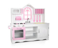 PRINCESS PRETEND PLAY WOODEN KITCHEN PLAY SET - WHITE  & PINK