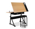 SANDO TILT  DRAFTING  TABLE &  STOOL - BLACK & NATURAL