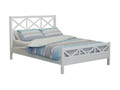 QUEEN FRENCH COAST  SOLID TIMBER  BED  - BRUSHED WHITE