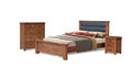 JAYDEN   QUEEN 4 PIECE  TALLBOY BEDROOM SUIT  (3734) BED WITH PADDED HEADBOARD (MODEL - 7-5-15-18-7-9-1) - NUTMEG