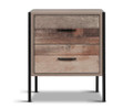 KELLAN INDUSTRIAL 2 DRAWERS  BEDSIDE TABLE - NATURAL