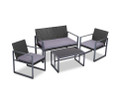  GARDEON 4 PIECE OUTDOOR FURNITURE - TABLE WITH 3 X CHAIRS  BLACK