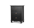  VANITY  3  DRAWER  BEDSIDE TABLE - 625(H) x 450(W) x 300(D) - BLACK