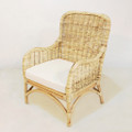 LAUREN RATTAN CHAIR WITH CUSHION - NATURAL