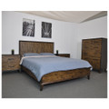 HASTINGS  RECYCLED  TIMBER  QUEEN 4 PIECE TALLBOY BEDROOM SUITE - DARK / AGED ROUGH SEWN