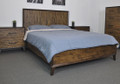 HASTINGS  RECYCLED  TIMBER  QUEEN 3 PIECE BEDSIDE  BEDROOM SUITE - DARK / AGED ROUGH SEWN