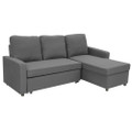  LUMEN  3 SEATER MODULAR  FABRIC SOFA BED WITH STORAGE AND LEFT CHAISE - GREY